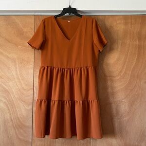 Amazon Essentials Rust Tiered Mini Dress